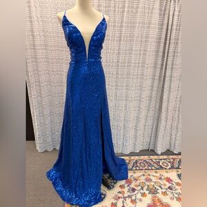 Elegant Royal Blue Sequin Evening Gown